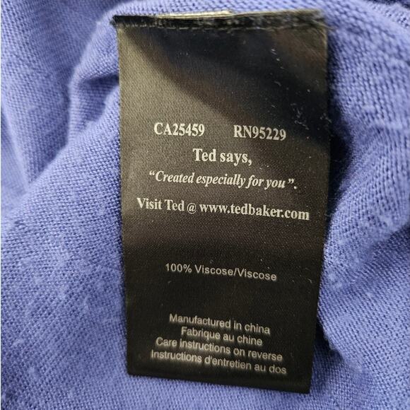 Ted Baker Blue Open Front Viscose Drape Front Pleated Back Cardigan sz 4 Basic - Picture 7 of 7